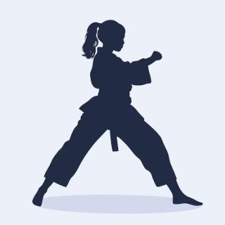 karate silhouette of girl in karate pose