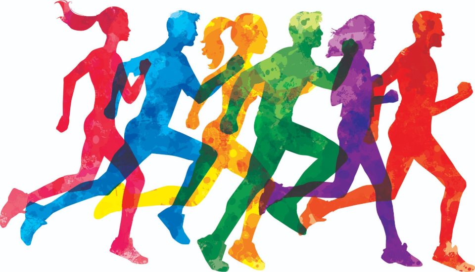 Fun Run Silhouette colorful people running silhouette